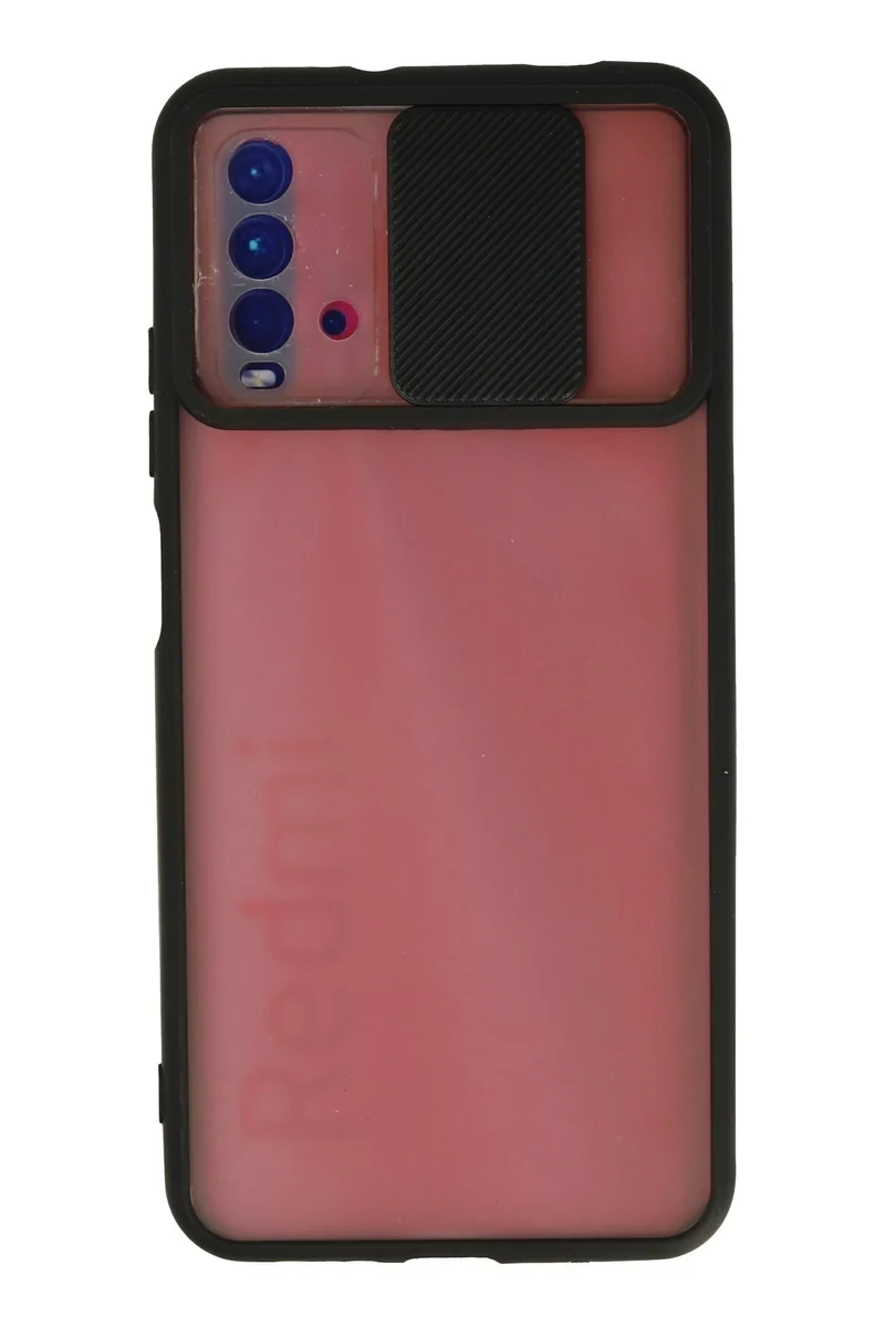 Newface Xiaomi Redmi 9T Kılıf Palm Buzlu Kamera Sürgülü Silikon - Siyah