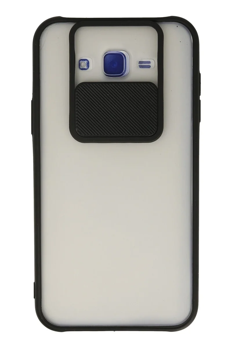 Newface Samsung Galaxy J7 Kılıf Palm Buzlu Kamera Sürgülü Silikon - Siyah