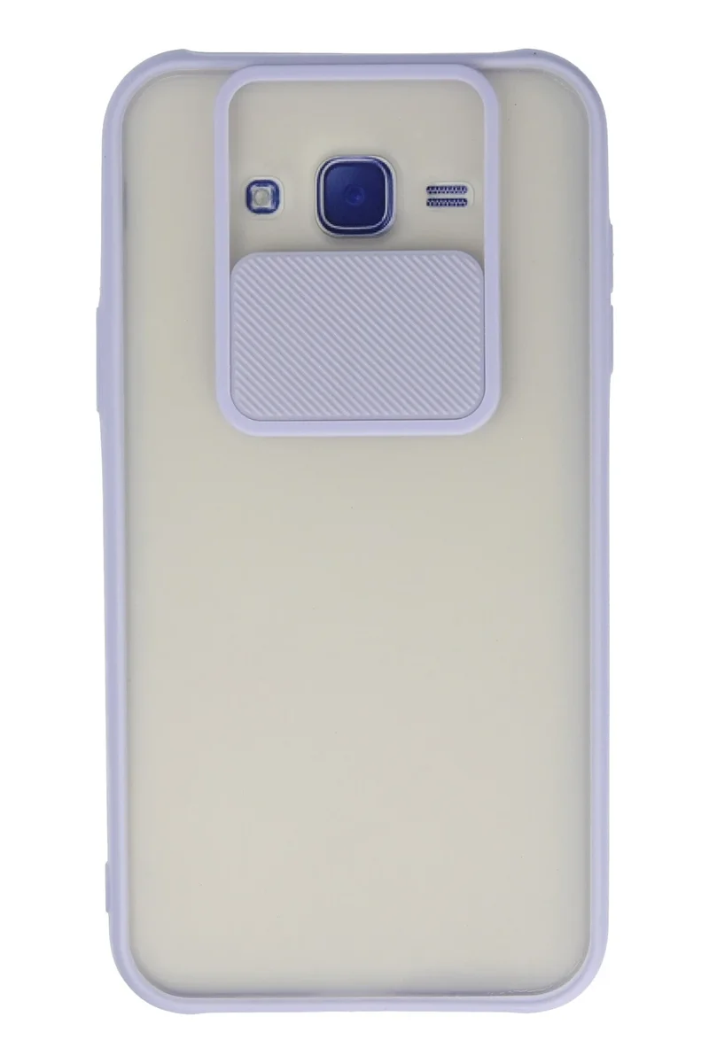 Newface Samsung Galaxy J7 Kılıf Palm Buzlu Kamera Sürgülü Silikon - Lila