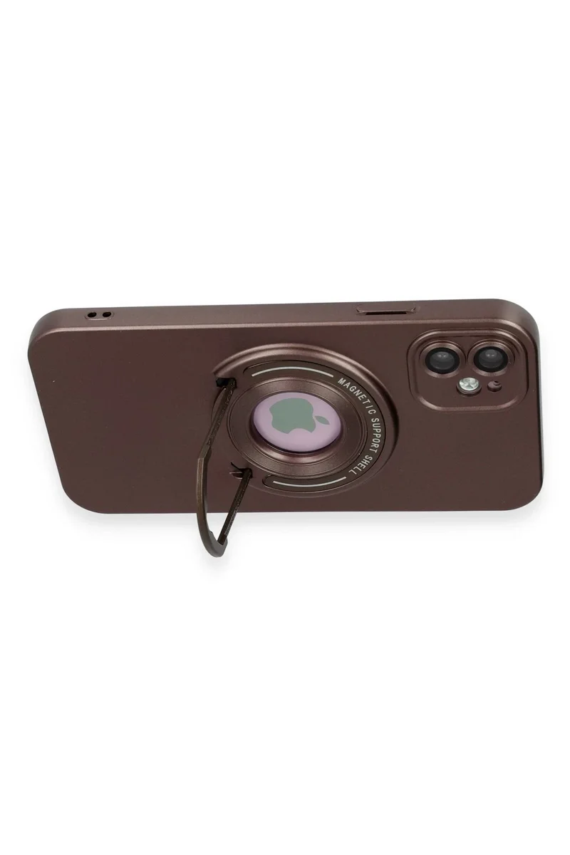 Newface iPhone 12 Kılıf Lukka Magneticsafe Kapak - Kahverengi