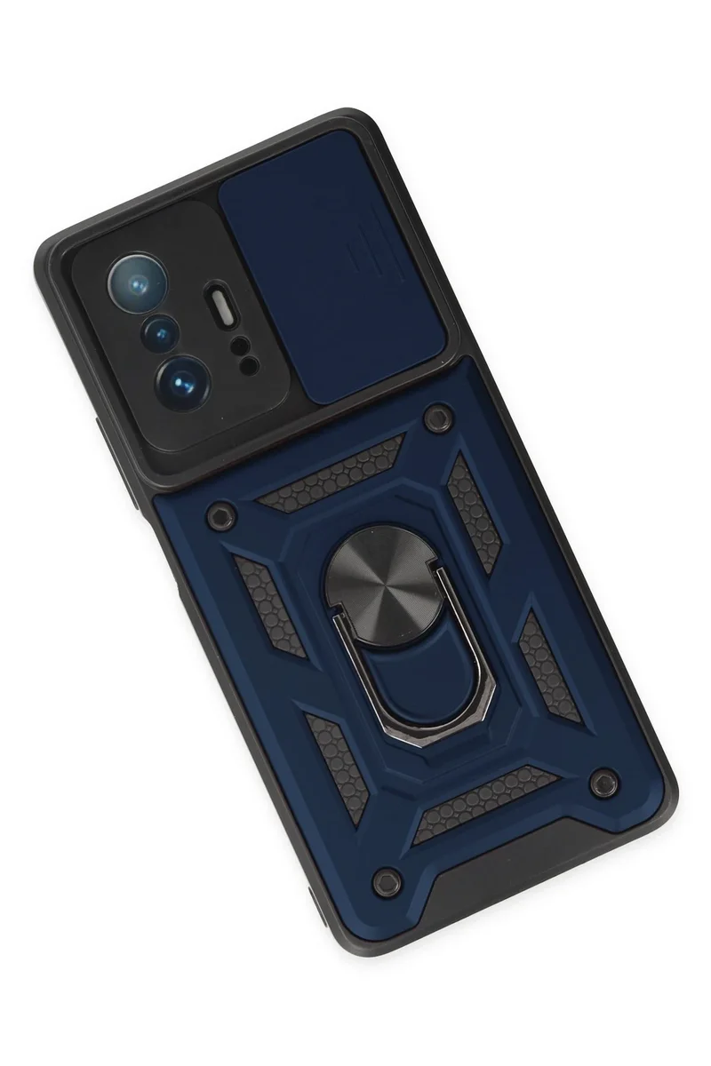 Newface Xiaomi Mi 11T Pro Kılıf Pars Lens Yüzüklü Silikon - Lacivert