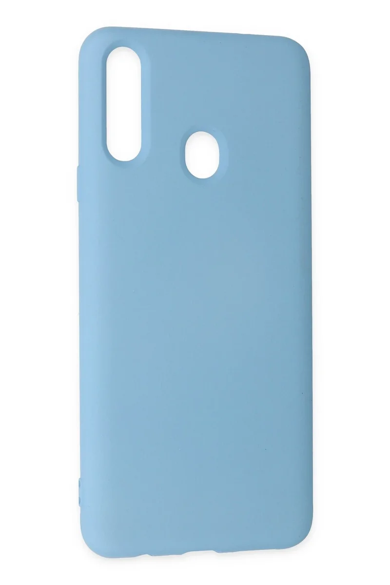 Newface Samsung Galaxy A20S Kılıf Nano içi Kadife Silikon - Mavi