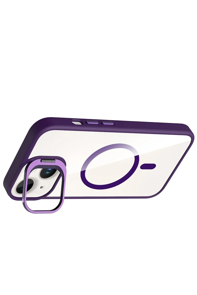 Joko Apple iPhone 14 Remim Lensli Magsafe Standlı Kapak - Derin Mor