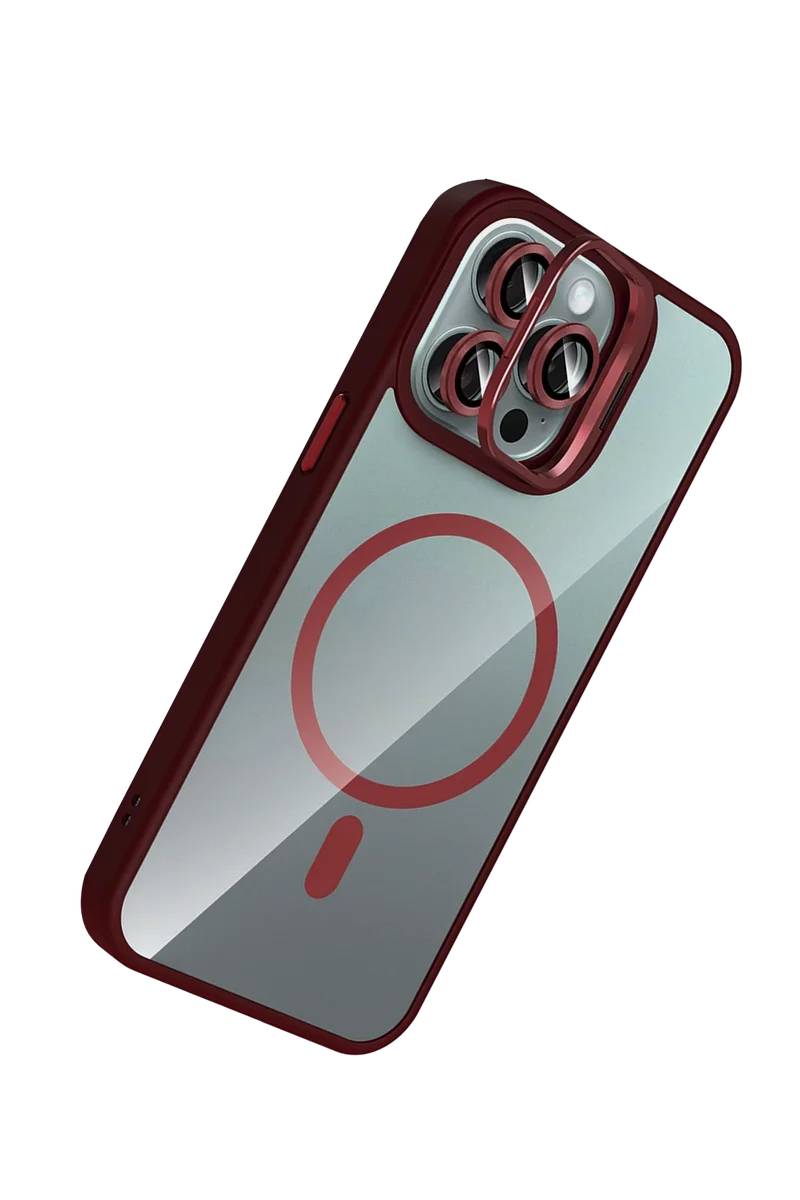 Joko Apple iPhone 14 Pro Max Remim Lensli Magsafe Standlı Kapak - Bordo