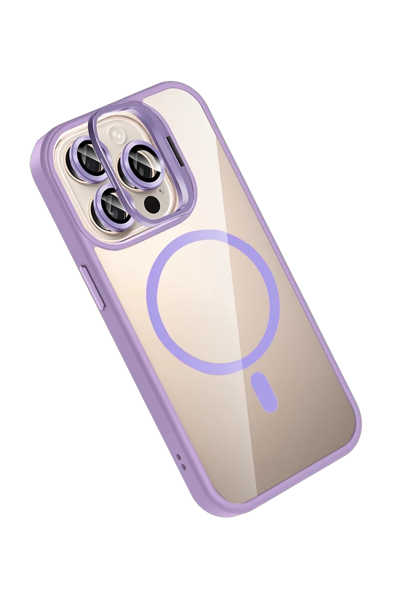 Joko Apple iPhone 14 Pro Max Remim Lensli Magsafe Standlı Kapak - Lila