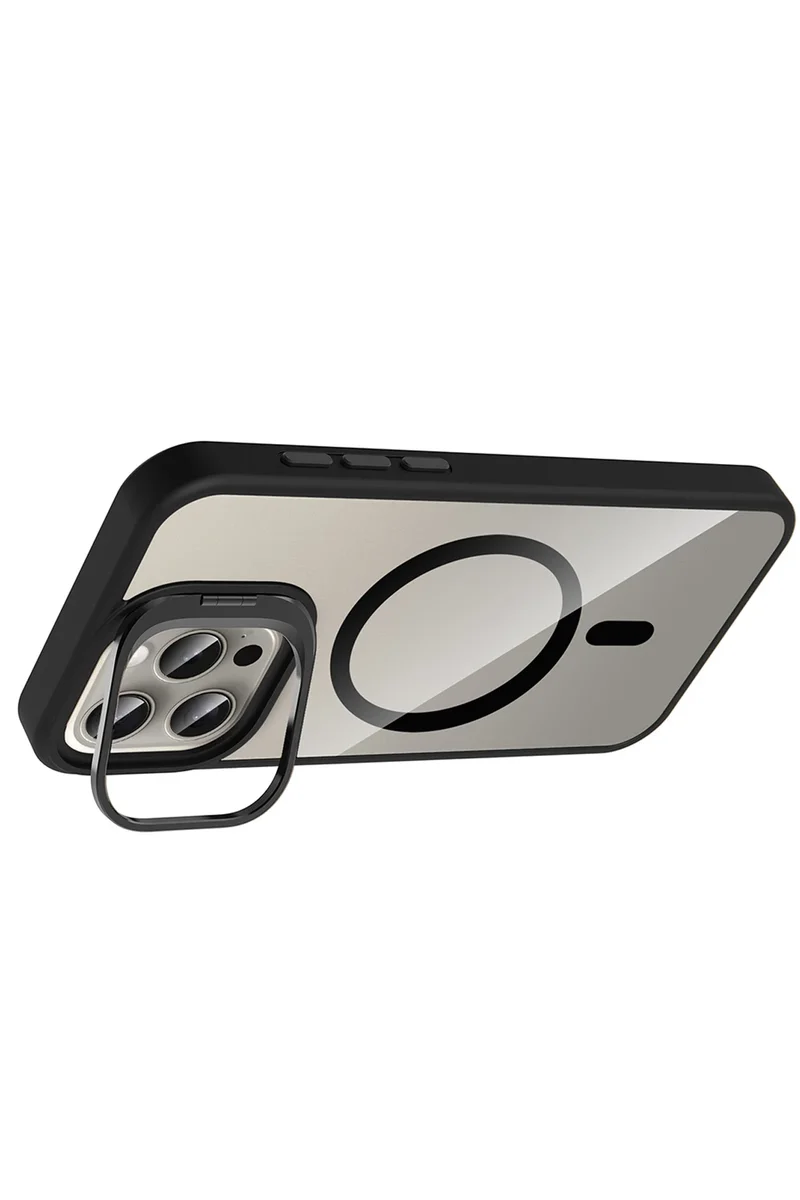 Joko Apple iPhone 14 Pro Max Remim Lensli Magsafe Standlı Kapak - Siyah