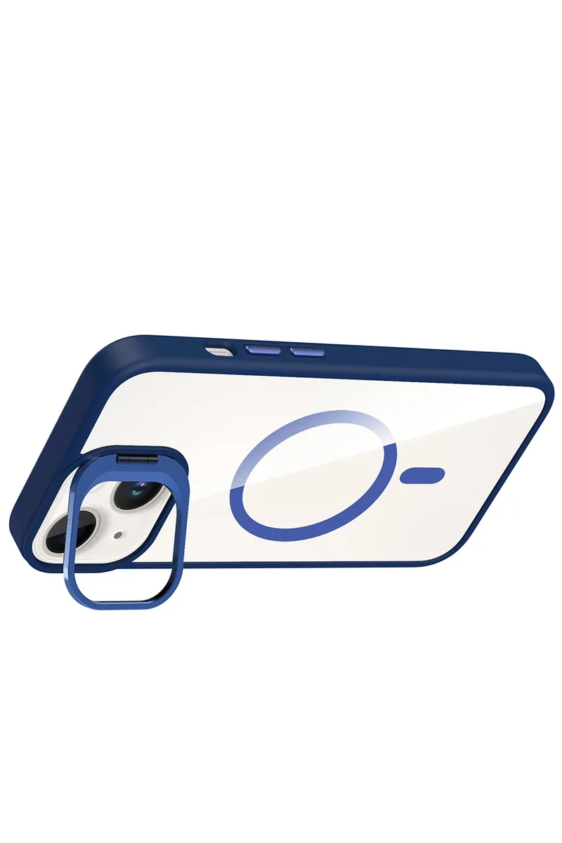 Joko Apple iPhone 15 Plus Remim Lensli Magsafe Standlı Kapak - Lacivert