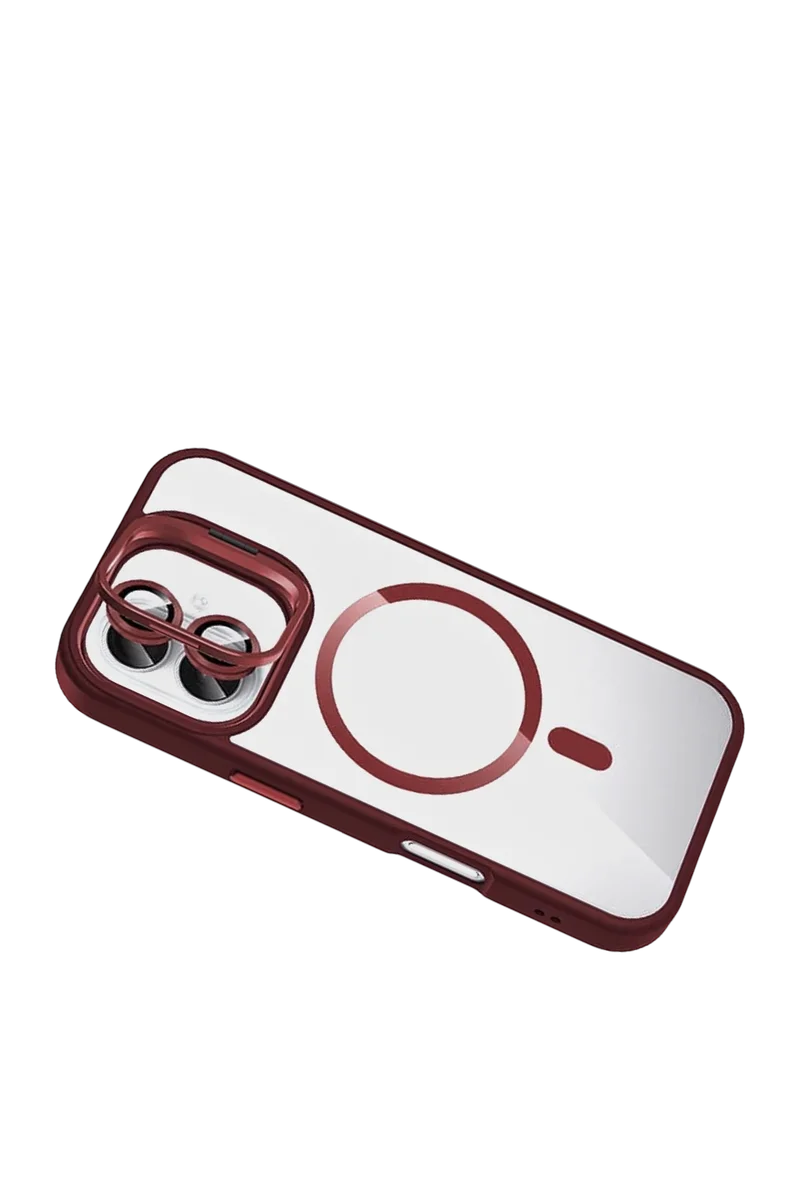 Joko Apple iPhone 16 Remim Lensli Magsafe Standlı Kapak - Bordo