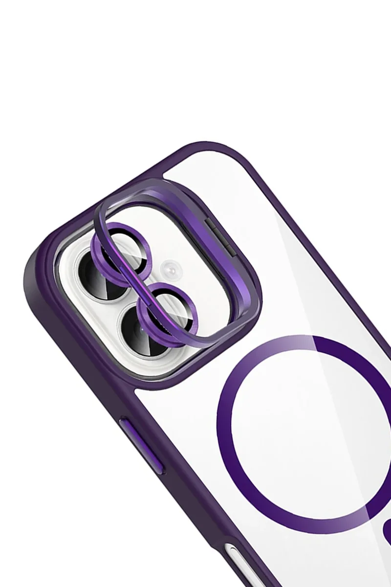 Joko Apple iPhone 16 Remim Lensli Magsafe Standlı Kapak - Derin Mor