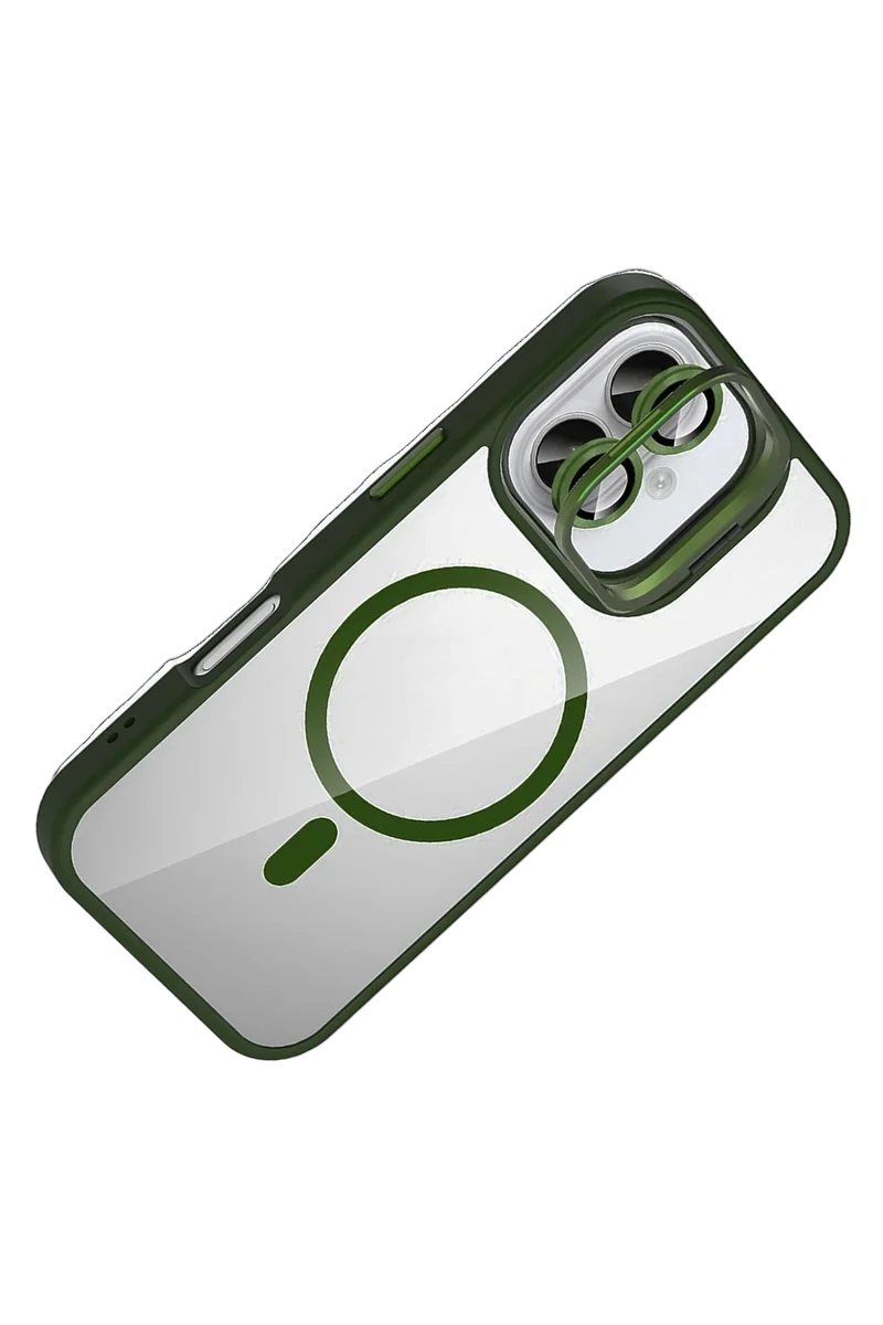 Joko Apple iPhone 16 Remim Lensli Magsafe Standlı Kapak - Koyu Yeşil