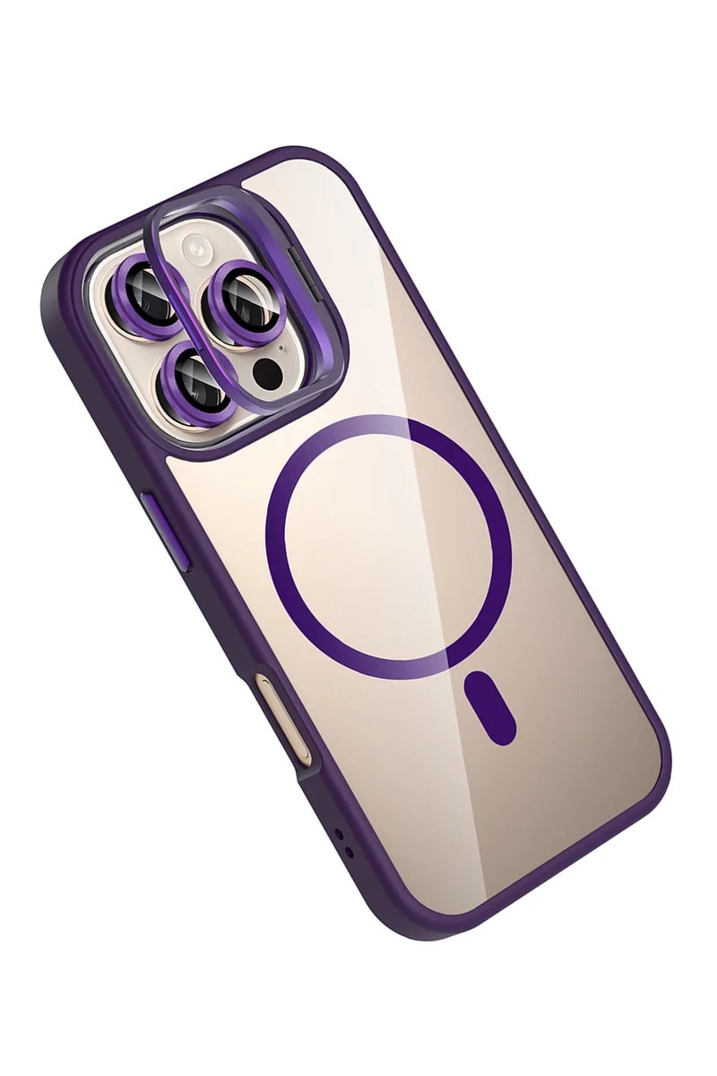 Joko Apple iPhone 16 Pro Max Remim Lensli Magsafe Standlı Kapak - Derin Mor