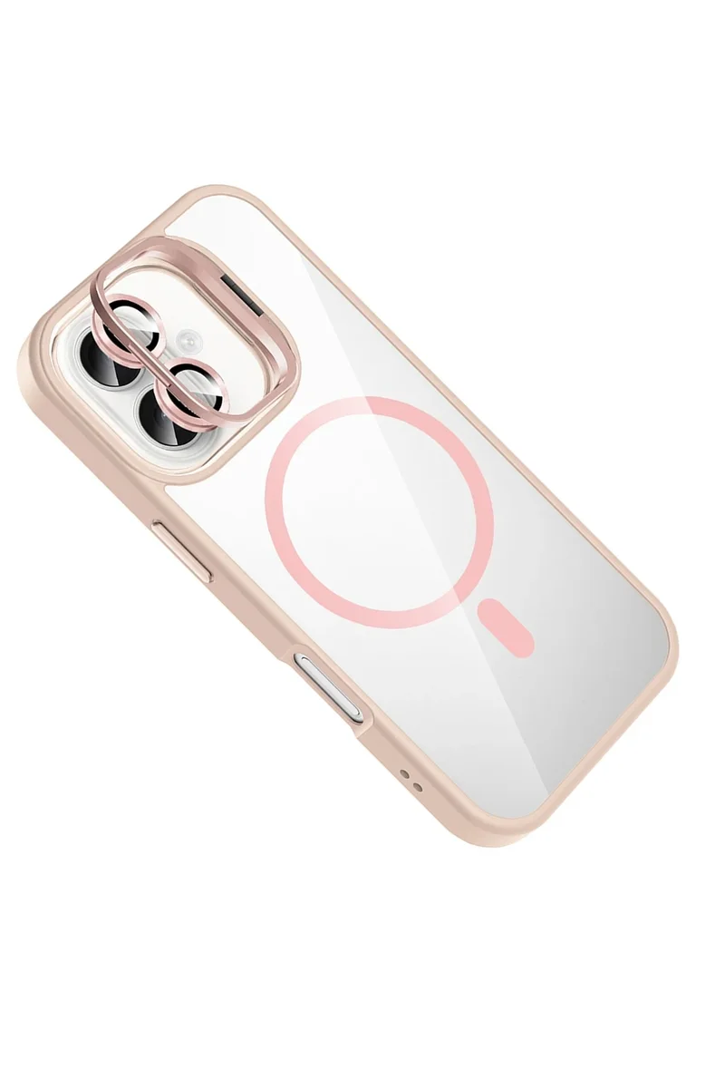 Joko Apple iPhone 16 Plus Remim Lensli Magsafe Standlı Kapak - Pembe