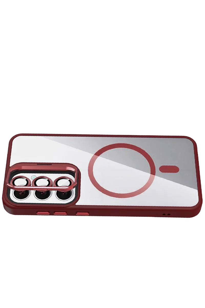 Joko Samsung Galaxy S24 FE Remim Lensli Magsafe Standlı Kapak - Bordo