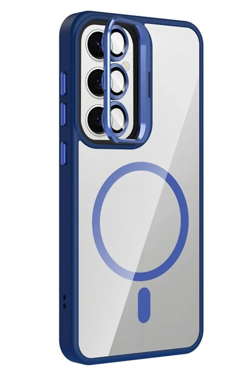 Joko Samsung Galaxy S24 FE Remim Lensli Magsafe Standlı Kapak - Lacivert