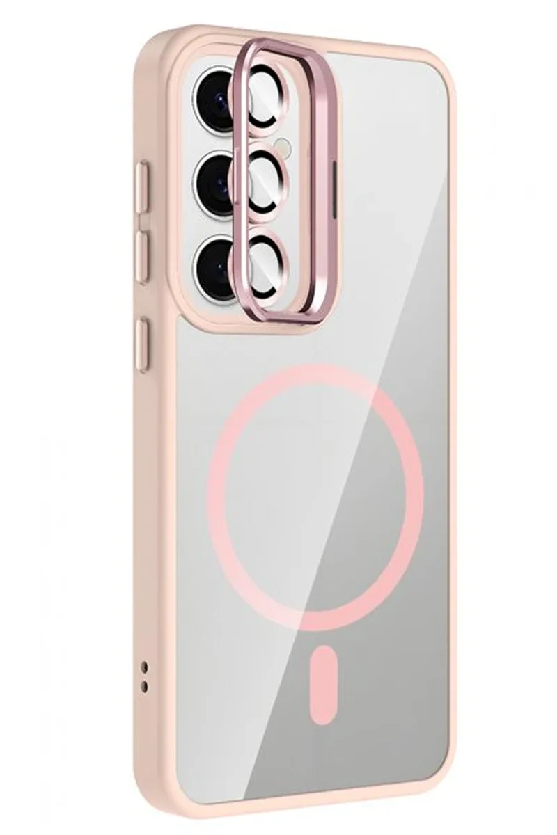 Joko Samsung Galaxy S24 FE Remim Lensli Magsafe Standlı Kapak - Pembe