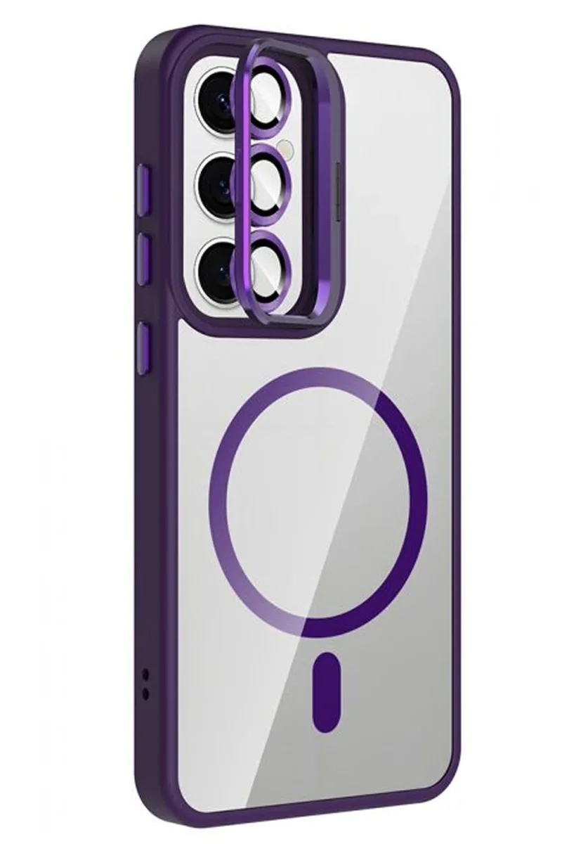 Joko Samsung Galaxy S25 Remim Lensli Magsafe Standlı Kapak - Derin Mor