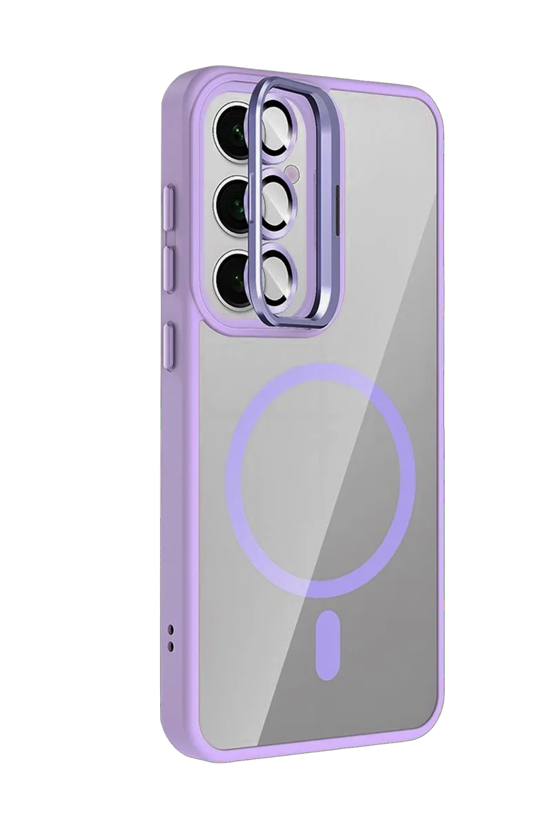 Joko Samsung Galaxy S25 Remim Lensli Magsafe Standlı Kapak - Lila