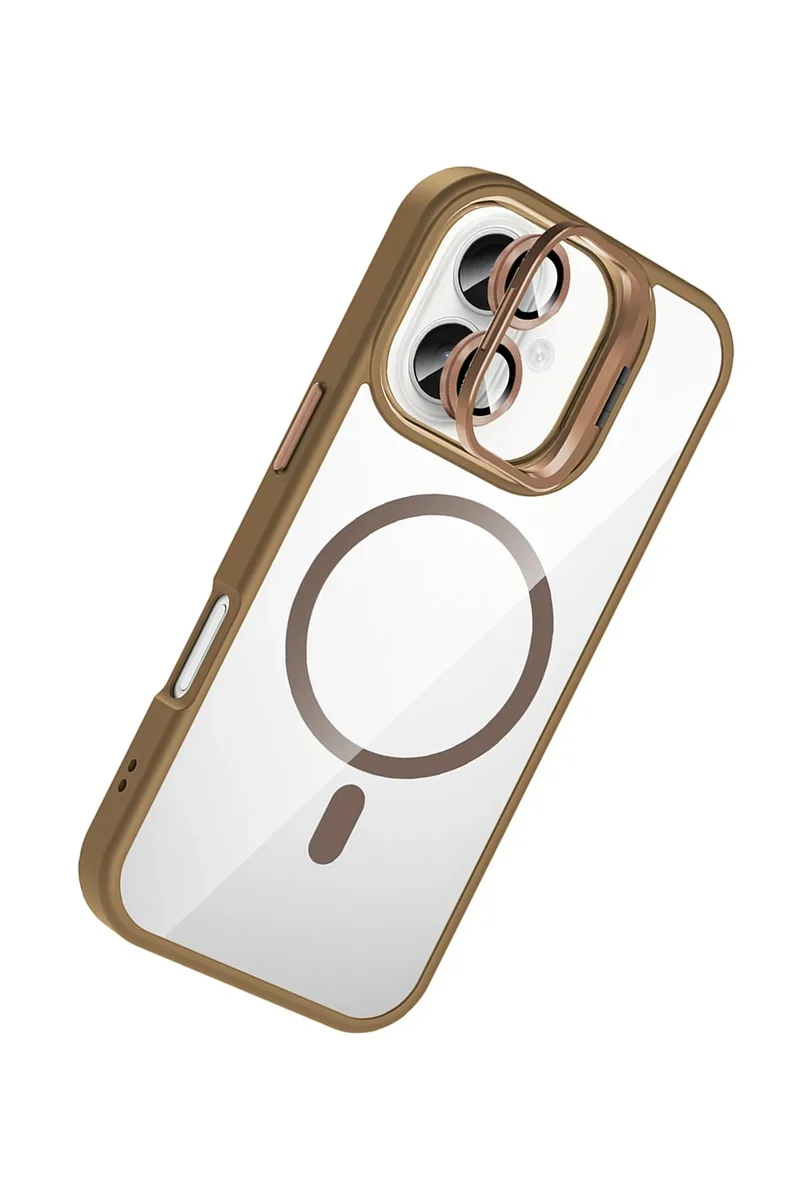Joko Apple iPhone 17 Remim Lensli Magsafe Standlı Kapak - Kahverengi