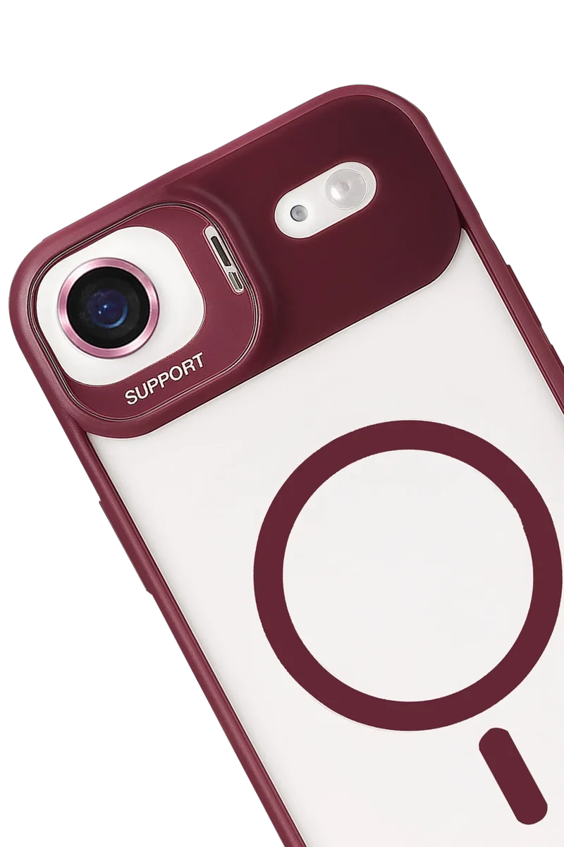 Joko Apple iPhone 17 Air Remim Lensli Magsafe Standlı Kapak - Bordo