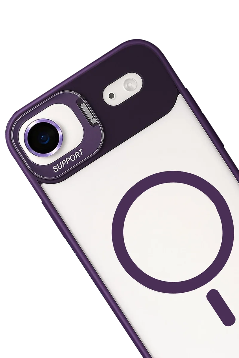 Joko Apple iPhone 17 Air Remim Lensli Magsafe Standlı Kapak - Derin Mor