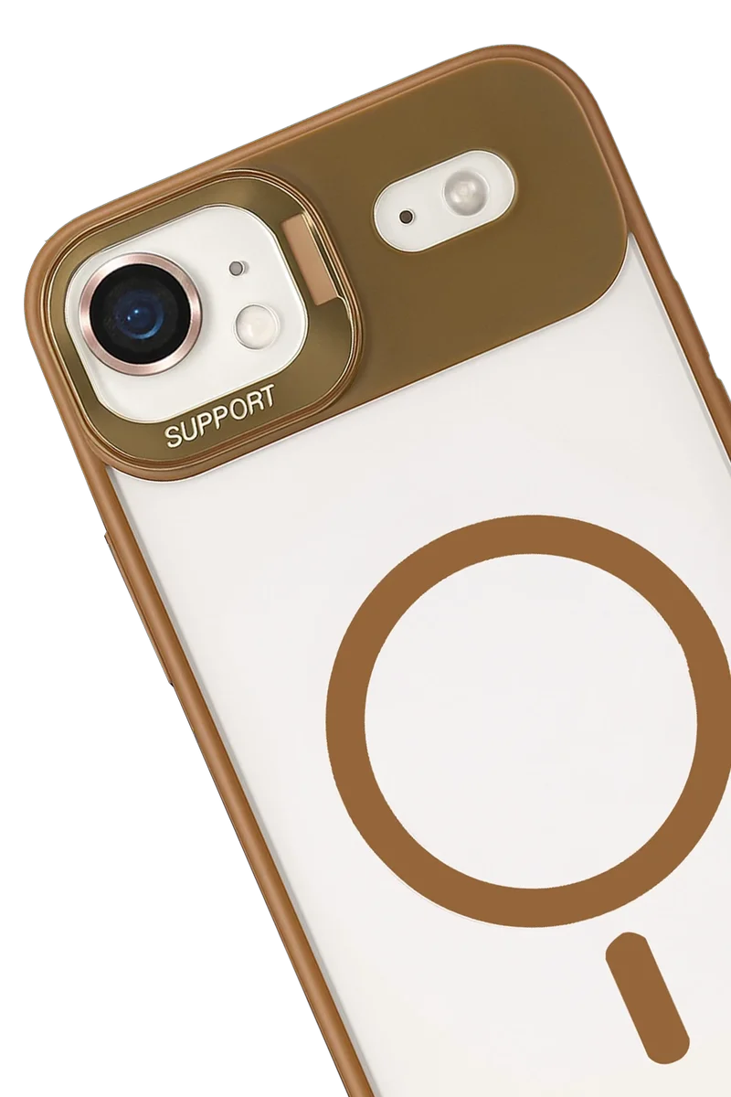 Joko Apple iPhone 17 Air Remim Lensli Magsafe Standlı Kapak - Kahverengi