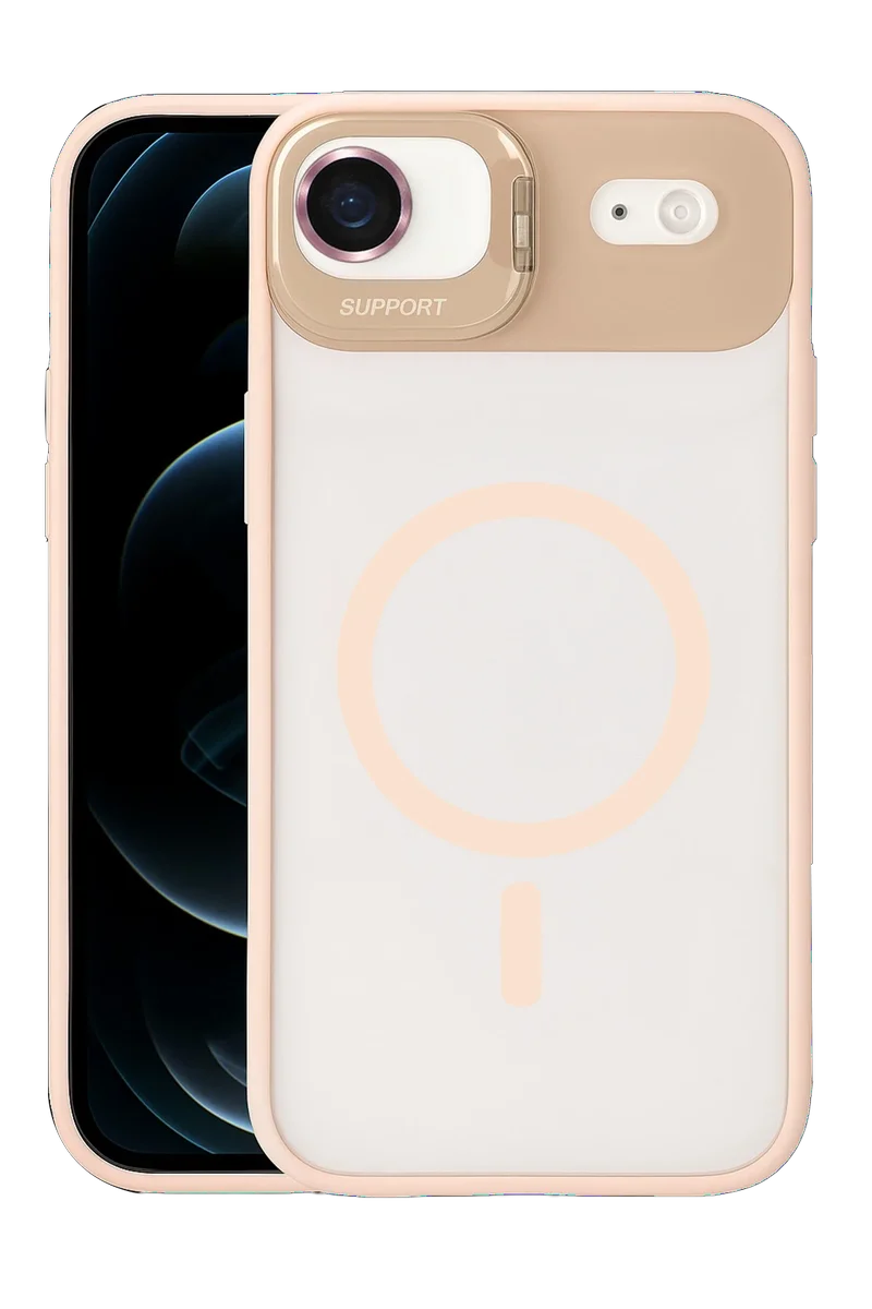 Joko Apple iPhone 17 Air Remim Lensli Magsafe Standlı Kapak - Pembe