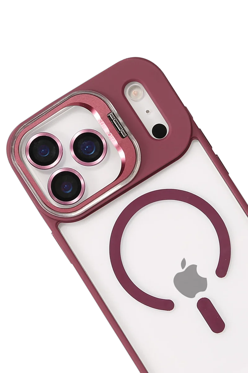Joko Apple iPhone 17 Pro Max Remim Lensli Magsafe Standlı Kapak - Bordo