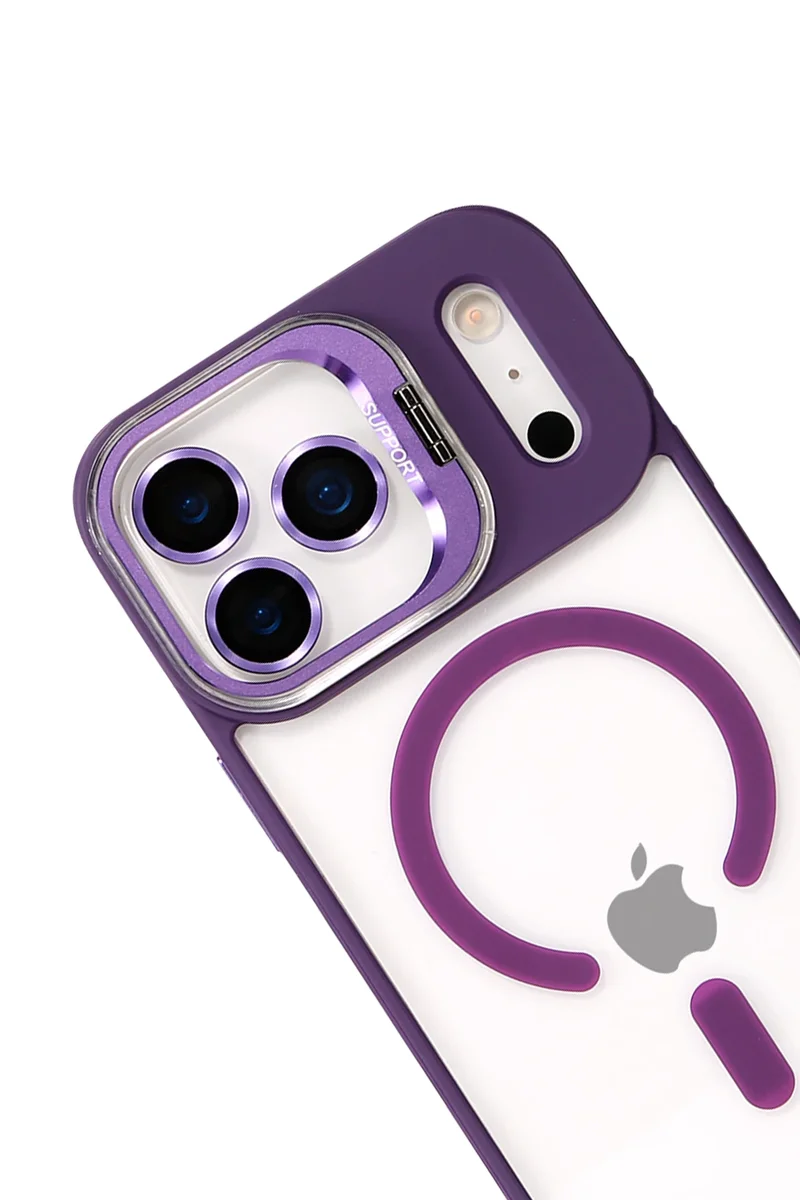 Joko Apple iPhone 17 Pro Max Remim Lensli Magsafe Standlı Kapak - Derin Mor