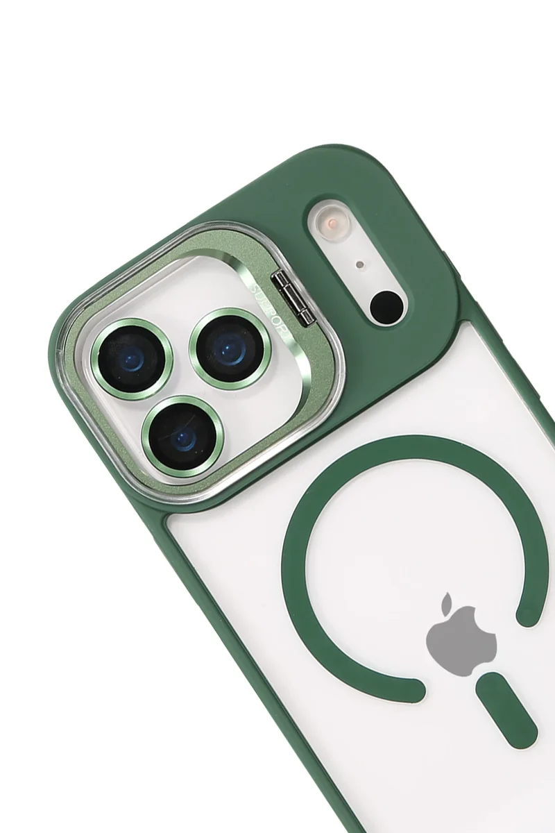 Joko Apple iPhone 17 Pro Max Remim Lensli Magsafe Standlı Kapak - Koyu Yeşil
