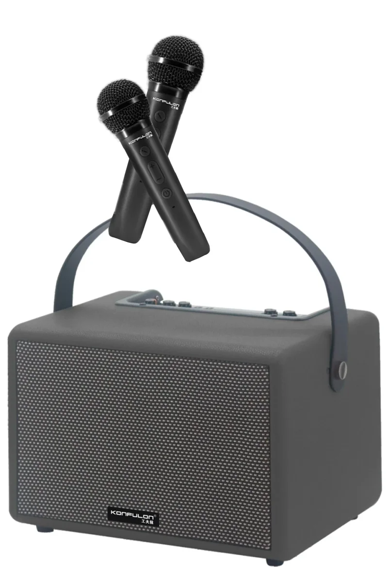 Konfulon F31 50W Sürücülü 2 Adet Mikrofonlu BT 5.2 Kablosuz Hoparlör - Turuncu