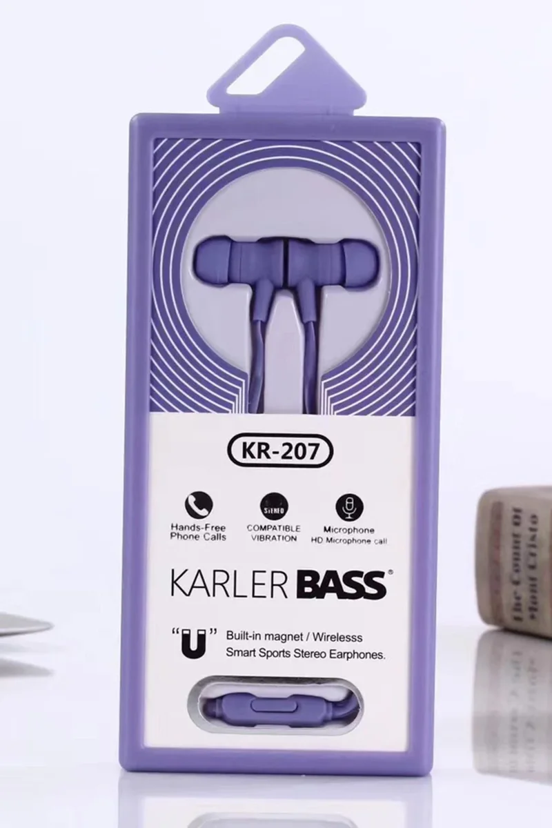 Karler Bass KR-207 Mıknatıslı Kablolu Kulaklık - Mor